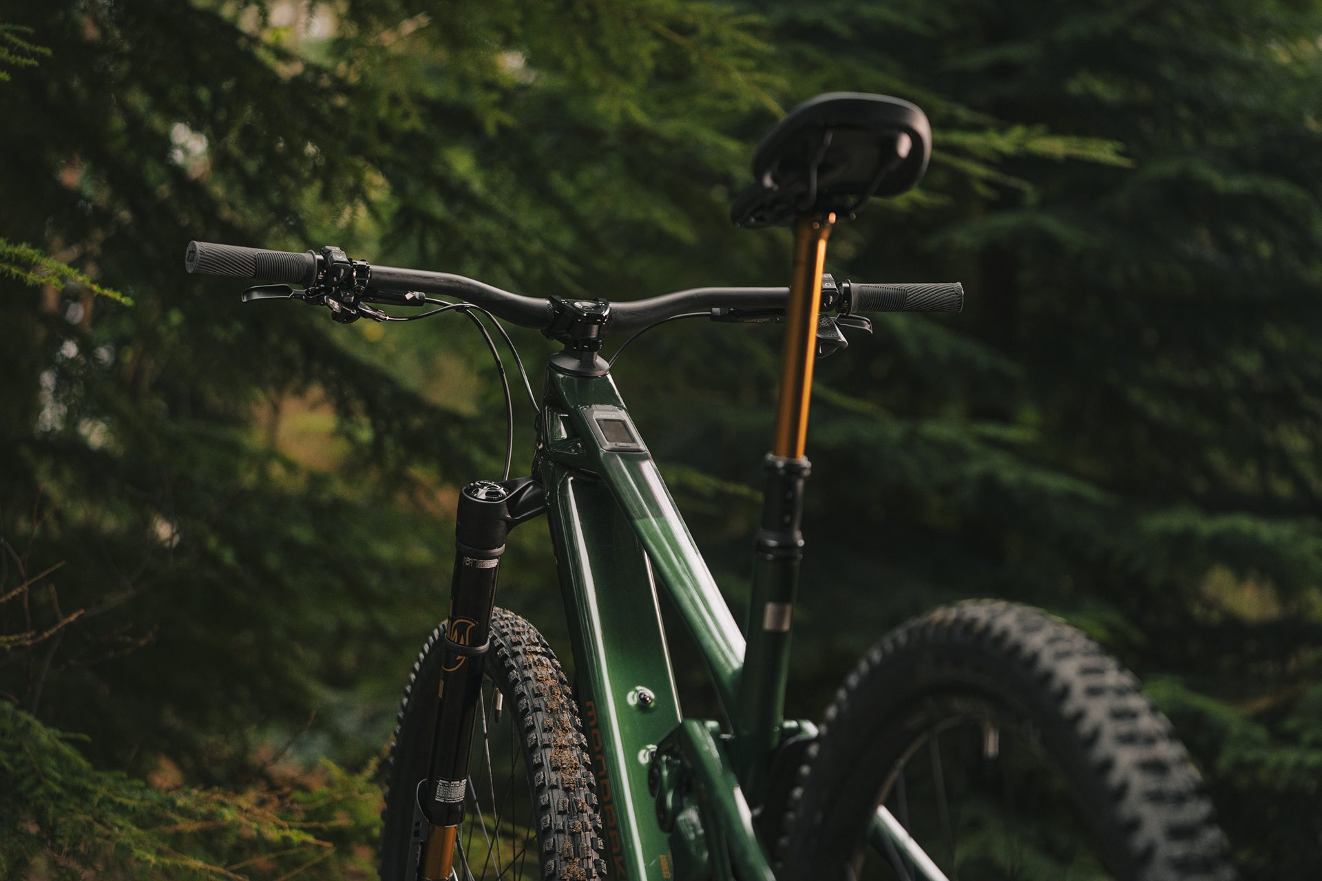 Rider con Mondraker Zendit en sendero de bosque